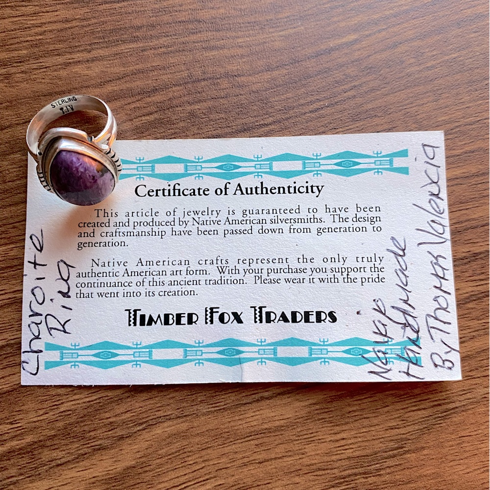 Authentic Navajo Charoite stone ring (STERLING SILVER)